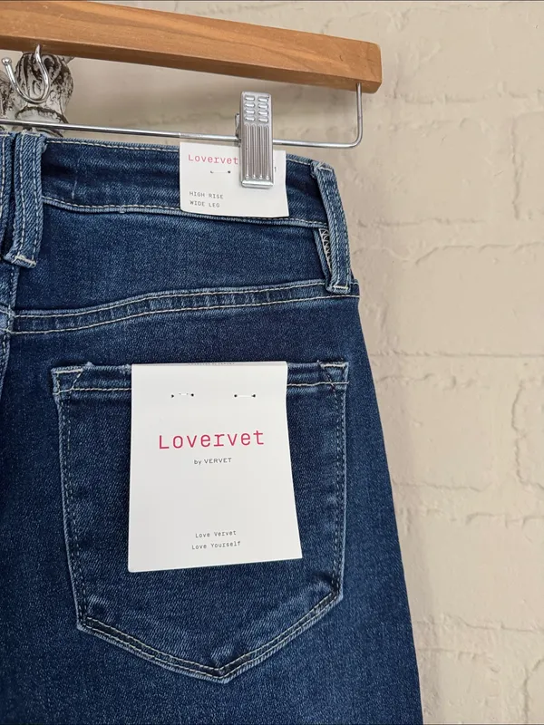 Lovervet Wide Leg Dark Wash high rise Jeans denim new 25 - Image 4