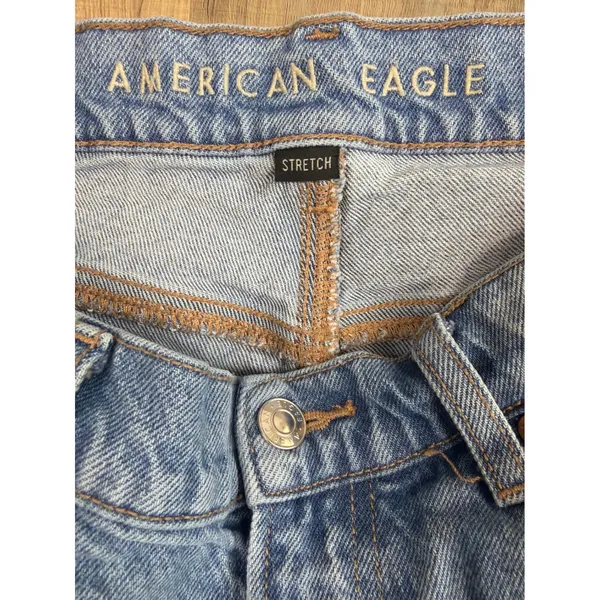 American Eagle 90s Bootcut Jeans Light Wash Split Hem 8 Short Real Good Stretch - Image 7