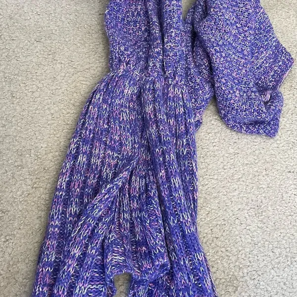 Mermaid Snuggle Blanket Purple pink white Adult Size Tail Knit Sleeping Bag - Image 2