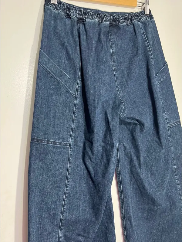 Lisa bayne blue wide leg Denim Utility Pant size M - Image 8