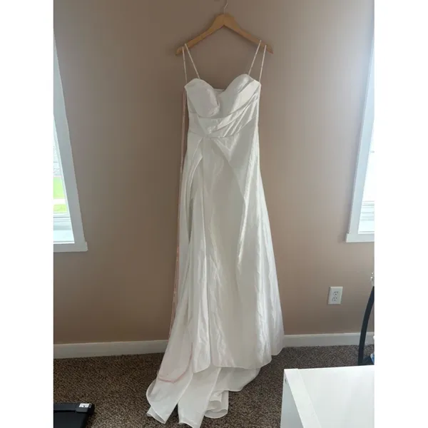 Lulus Lifetime of Love White Satin Strapless A-Line Gown Size 10 Classic Wedding - Image 6