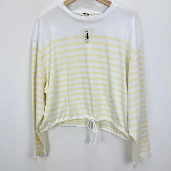 Madewell The Perfect Tie-Waist Tee in Allday Jersey Striped Pineapple M NWT - Image 7