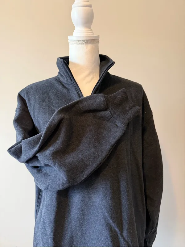 NWT Aritzia Cozy Fleece boyfriend 1/2 zip relaxed fit size small Heather black - Image 5