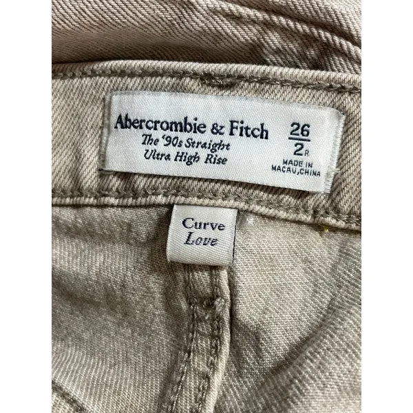 Abercrombie & Fitch Women's Khaki Ultra High Rise Straight Denim Jeans Pants 2 - Image 5