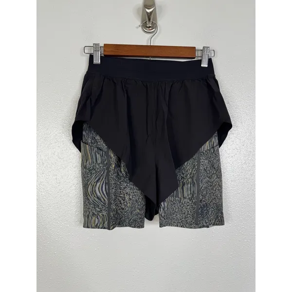 Lululemon lab Run Short 8 Black Foil Glitch Neutral 2-in-1 Athletic Shorts 4 - Image 3