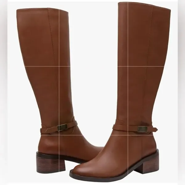 Linea Paolo Kamile Knee High Almond Toe Leather Tan Riding Boots(Size 9M) - Image 2