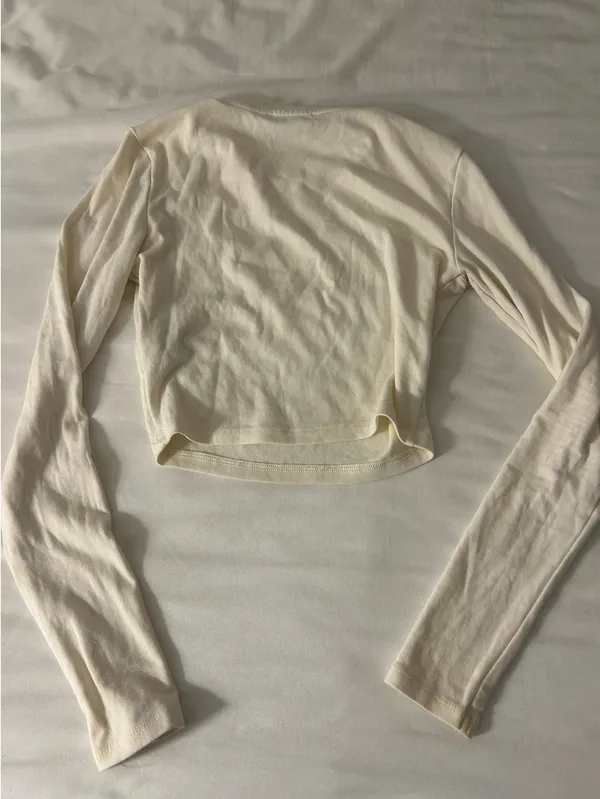 ZARA White Long Sleeve Cropped Top - Image 2