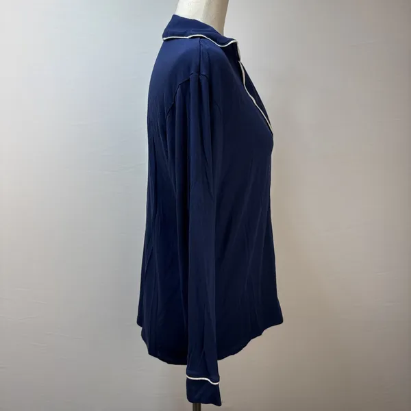 Eberjey Womens Gisele Tencel Modal Long Sleeve PJ Set Size XS Navy Ivory Pajamas - Image 4