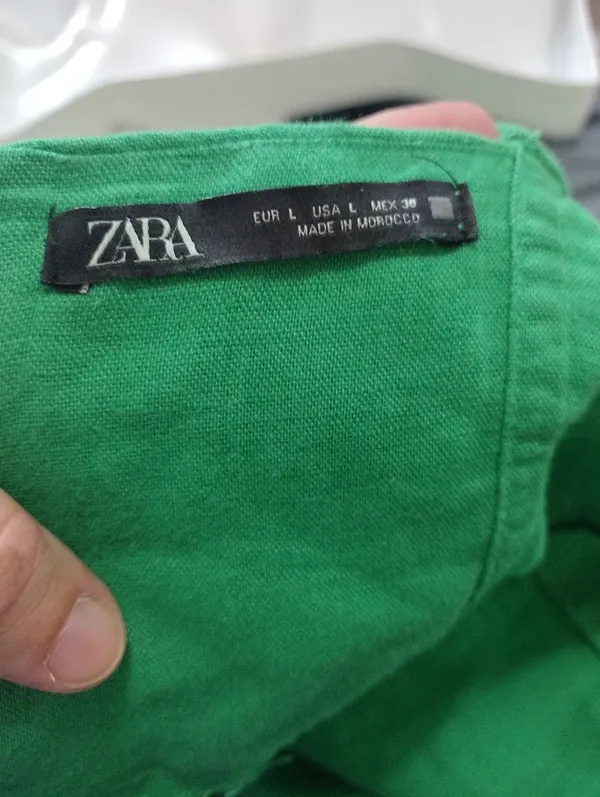Zara Linen Blend Green Mini Corset Dress with Beaded Straps - Image 6