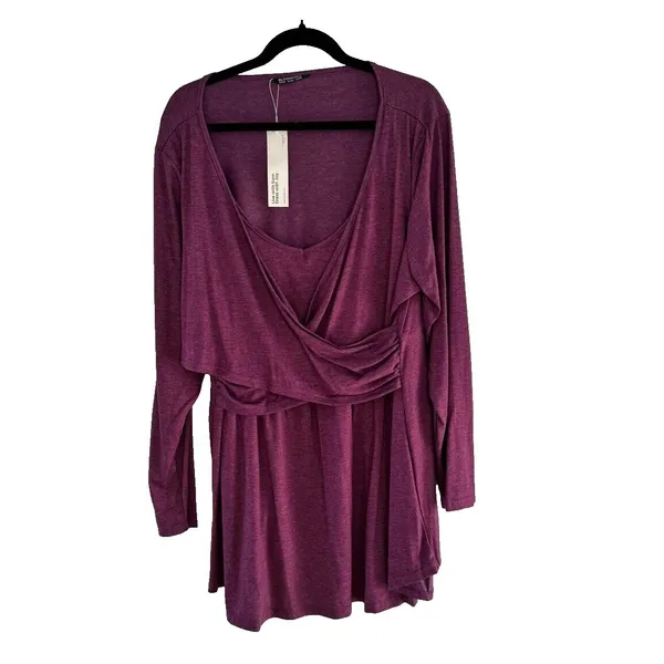 BloomChic Womens Purple Heathered‎ Surplice Wrap Tunic Top Plus Size 18-20 NEW - Image 8