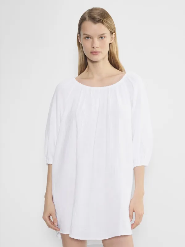 Little Moon Aritzia Off Shoulder Air Plush Cotton Fig Mini Dress Women XS White - Image 3