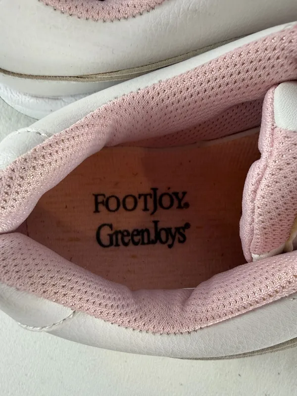 FootJoy GreenJoys Spiked Leather Golf Shoes in White Pink Size‎ 7 - Image 6