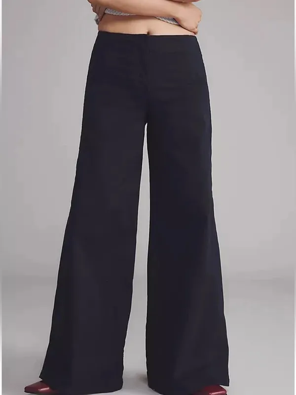 Anthropologie Maeve Scallop Wide-Leg Pants Size 24 Black - Image 3