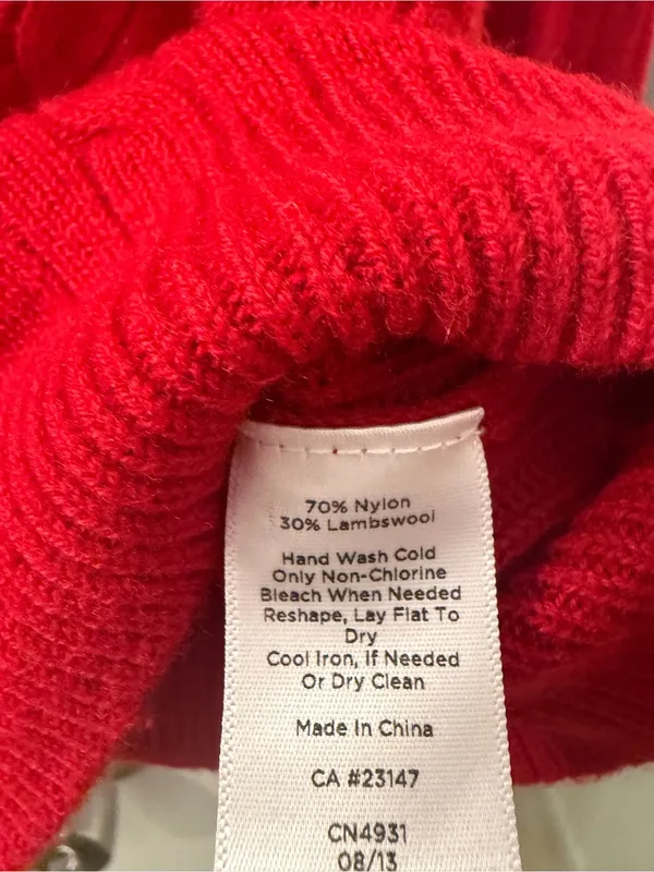 Talbots Red Cable-Knit Crewneck Sweater with Shoulder Buttons - Image 4