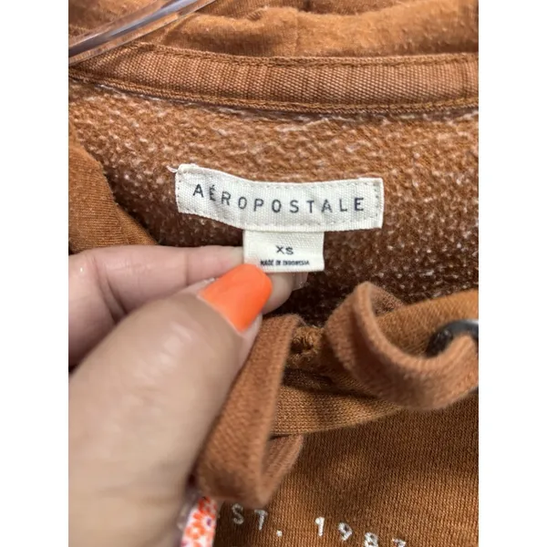 Aeropostale Burnt Orange Hododie Sweatshirt Size XS Long Sleeve Embroidered Logo - Image 3