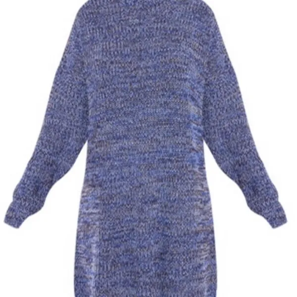 PrettyLittleThing Blue Open Tie Back Roll Neck Knit Jumper Dress Small New w Tag - Image 5