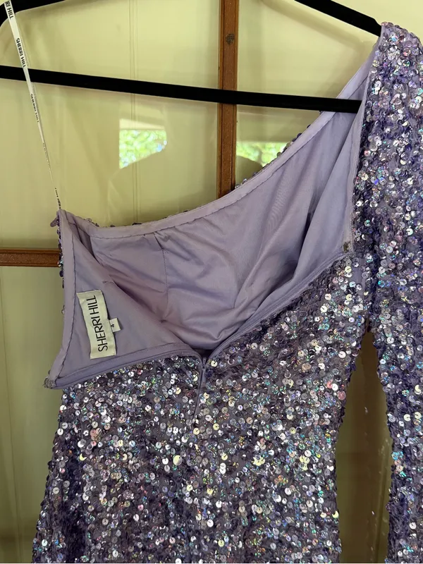 Sherri Hill 54469 Lilac One Shoulder Sequin Cocktail Dress Homecoming Prom - 4 - Image 9