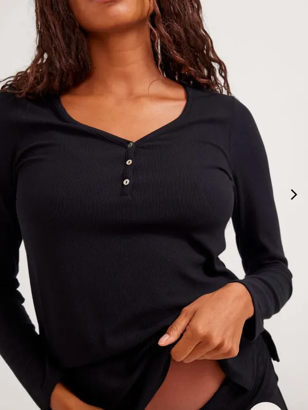 Hatch 1 Small Maternity The Softest Rib Nursing Henley black Lounge Comfy - Image 10