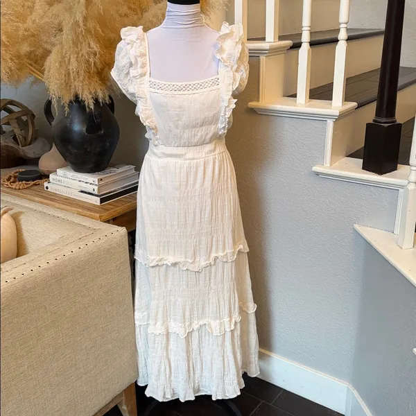 Betsey Johnson Snow White Ruffled Sleeveless Tiered Midi Dress Size Large - Image 2