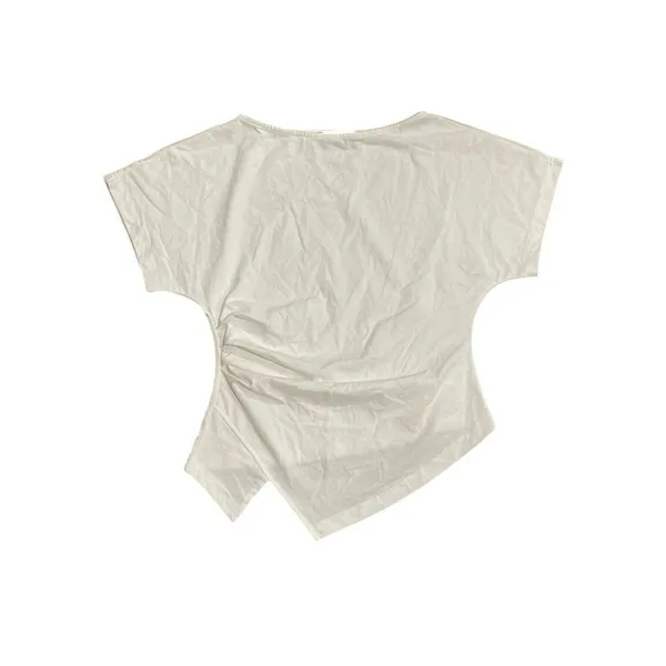 Cider Cotton Blend Boat Neck Ruched Asymmetrical Hem Tee Top SZ S Daily Casual - Image 2