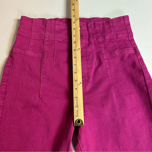 We The Free Jayde Super High Rise Flare Jeans Retro Inspired Raspberry Size 31 - Image 6