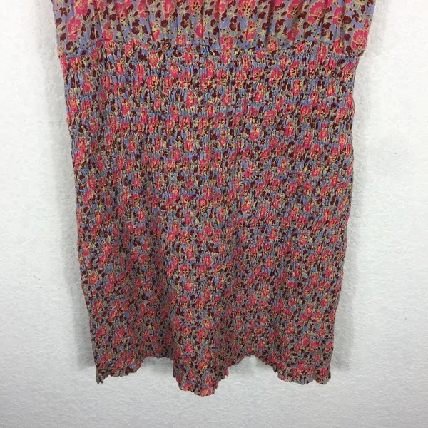 Free People Mini Dress Medium I'm Your Favorite Pink Floral Smocked Stretch - Image 11