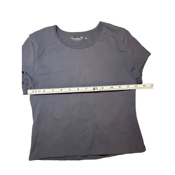 Abercrombie & Fitch‎ Grey Blue ribbed stretchy top sz S - Image 4