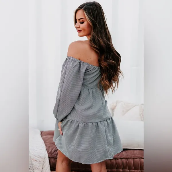 Carly Jean Los Angeles CJLA Isadora On Off Shoulder Tiered Front Tie Dress L - Image 4