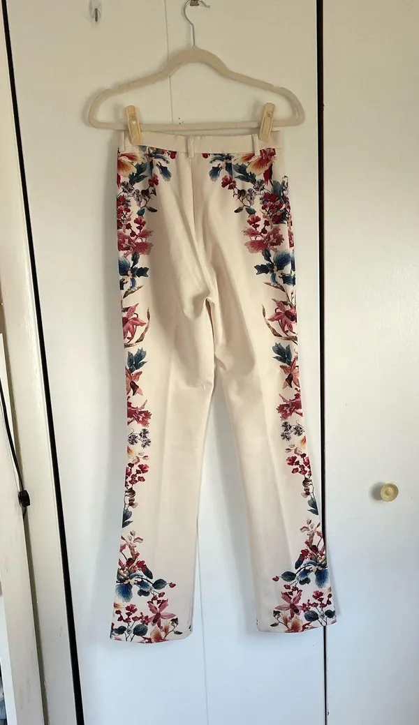 Zara Cream Floral Boot Cut Pants - Image 2