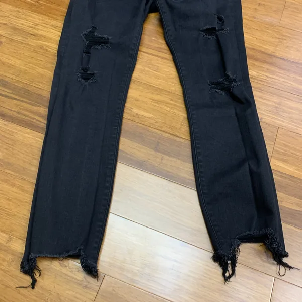 Abercrombie‎ and Fitch The Super Skinny Ankle Mid Rise Black Distressed Jeans 10 - Image 3