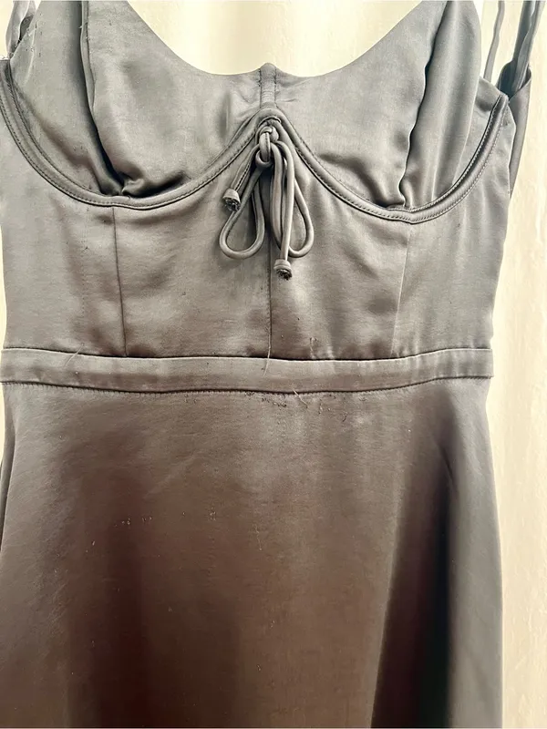 For Love & Lemons Black Mini Slip Dress with Bust Tie - Image 2