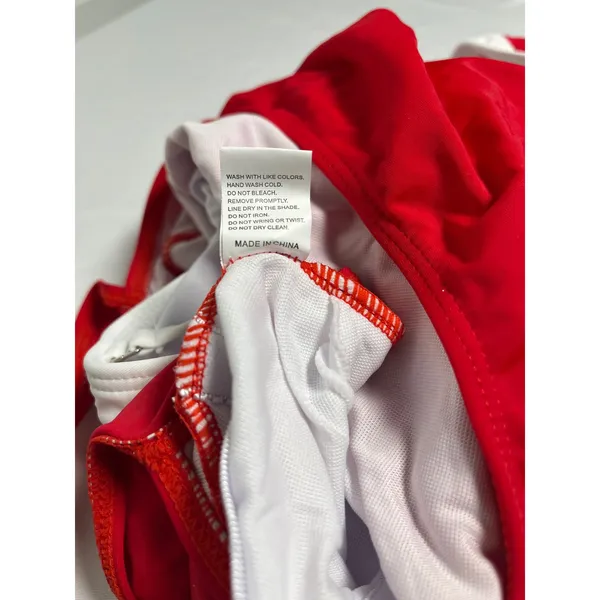 Roevite Red White Contrast High Cut One‎ Piece Swimsuit XL Tie Back Padded - Image 8