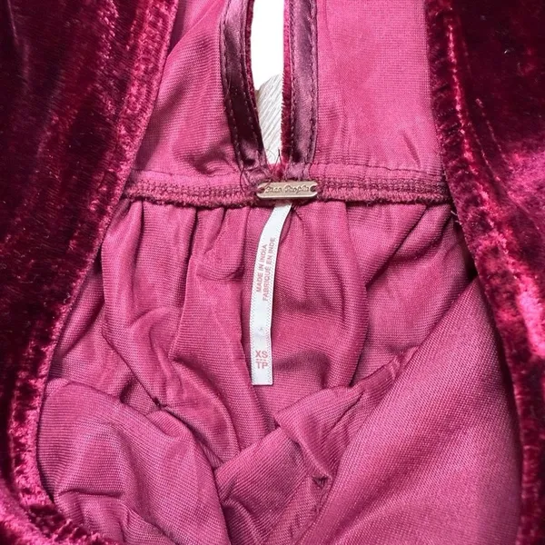Free People Red Velvet Ivy Mini Baby Doll Vneck Dress XS - Image 7