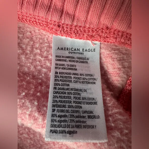 American Eagle oversized side slit pink/coral hoodie sweatshirt, size XS - Image 3