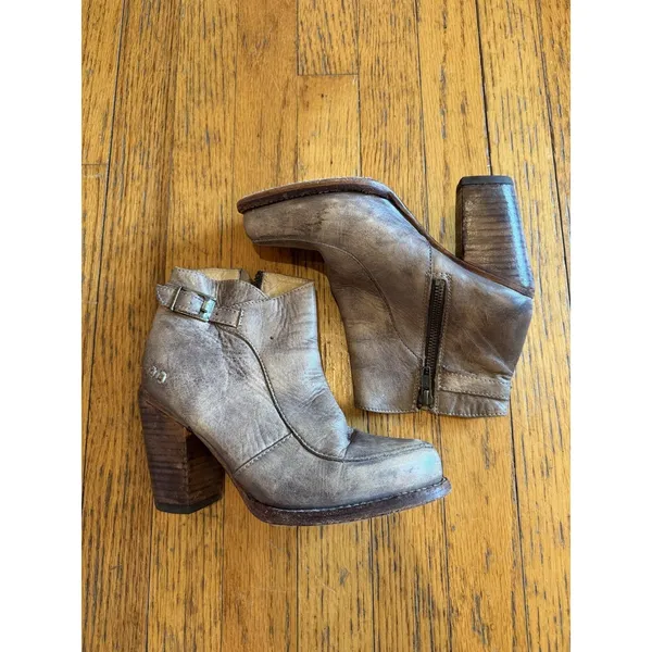 Bed Stu Womens Brn Leather Ankle Booties Block Heel sz 6 - Image 3