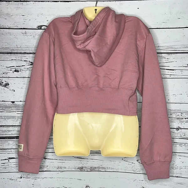 Abercrombie Social Tourist NWT Size L Pink Fleece Lined Crop Hoodie Sweatshirt - Image 4