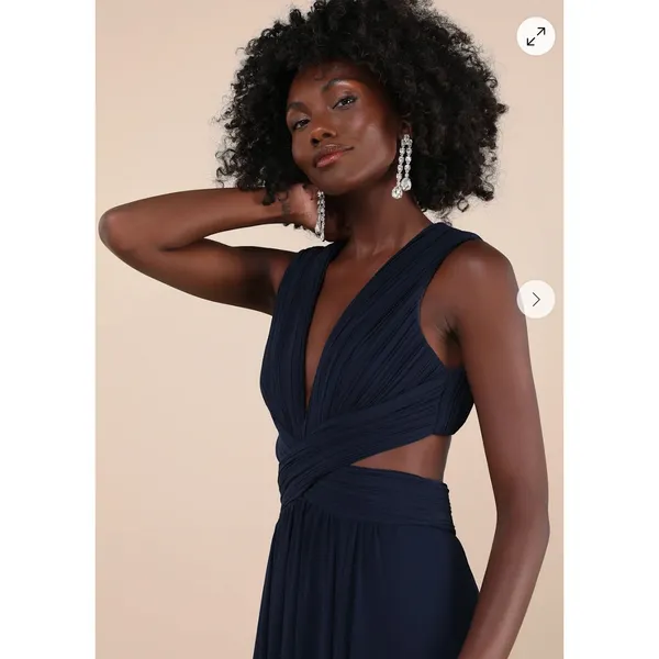 Lulus‎ sz S Navy Blue Vivid Imagination Cutout Maxi Dress Plunging Luxury NWOT - Image 2