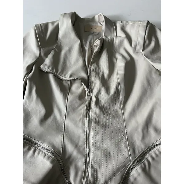 Blank NYC Faux Leather Moto Jacket Cream Small - Image 5