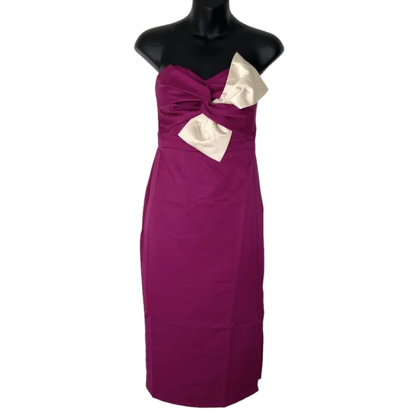 NEW Anthropologie‎ Lulumari Strapless Tie Bow Dress Women's Medium Retro Hoco - Image 12