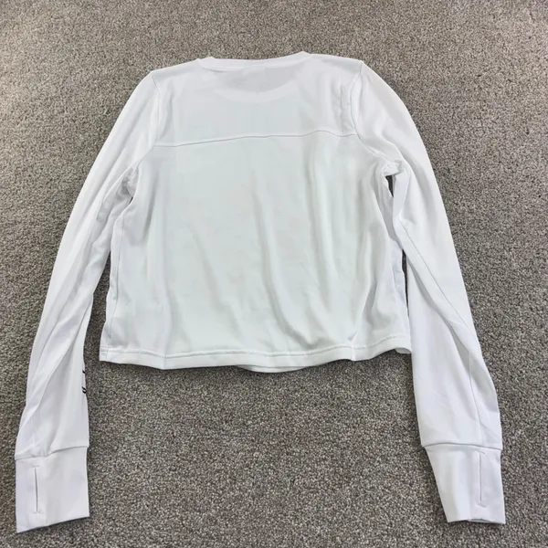 Gymshark White Long Sleeve Athletic Top Women's Size S Mesh‎ Panels Logo - Image 7