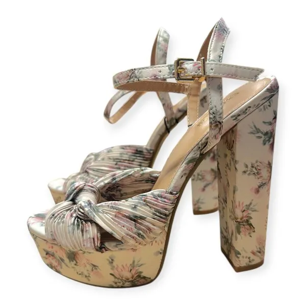 EXPRESS | NWT | 6 | Floral Twist Strap Multi-Color Platform Heeled Sandals - Image 6