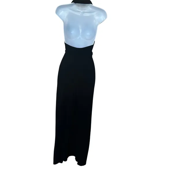 IRO Black Halter Gown XS Cocktail Ruched Maxi Dress Plunging Bodycon $365 FLAW - Image 11