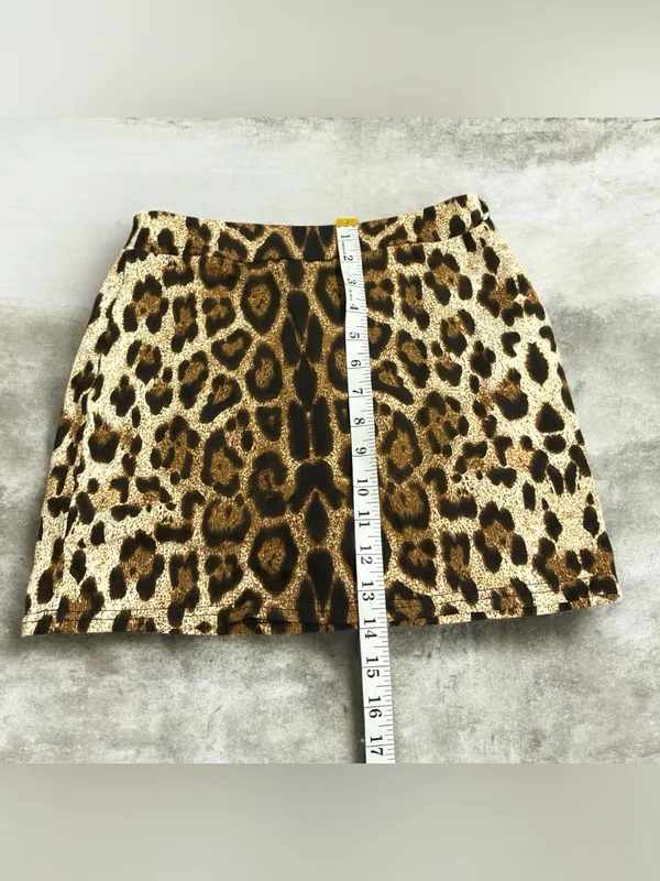 Leopard Print Mini Skirt in Brown/Black Brown - Image 3