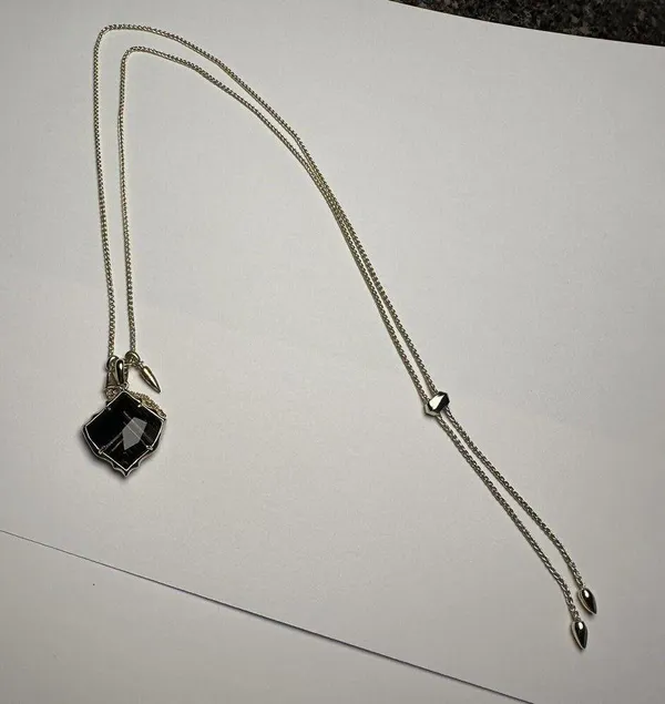 Kendra Scott Arlet Pendant Necklace Gold Tone Brown / Black Glass With Charms - Image 10