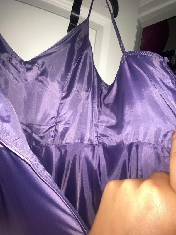 B Darlin Purple Satin Prom Dress - Image 6