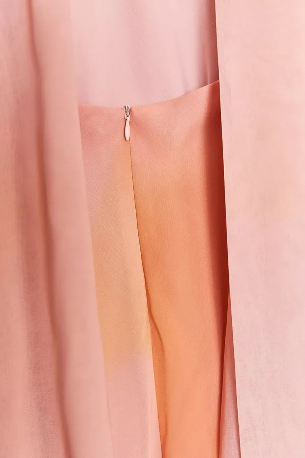 Zara Elegant Pink and Orange Maxi Dress scarf evening party wedding - Image 12