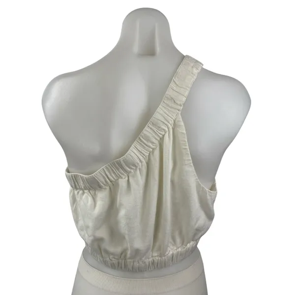 NEW Abercrombie & Fitch White Linen One Shoulder Sleeveless Tank Crop Top Size M - Image 2