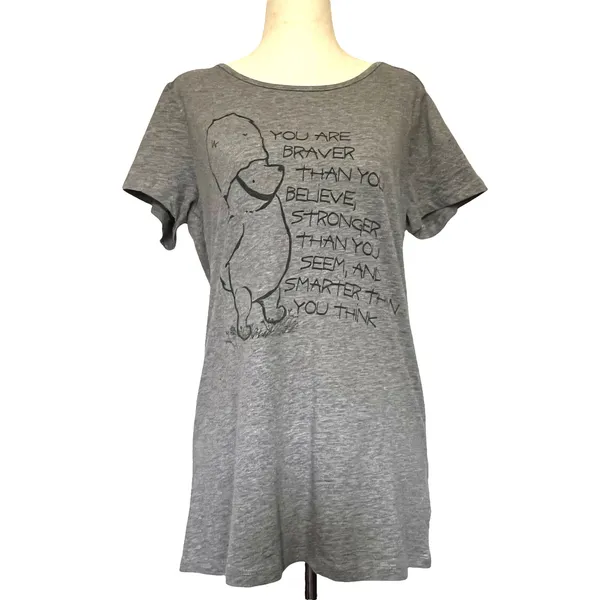 Disney Parks Winnie the Pooh Graphic Women Tee Top Sz M Lace Back Whimsical Cozy - Image 2