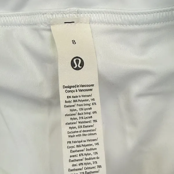 Lululemon Pace Rival Skirt Tall White Tennis Running Skort Size‎ 8 LW8AJGS - Image 3