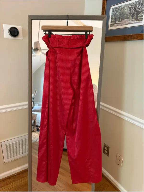 Women's Lulus Wide Leg Pants Red Size M - Image 4